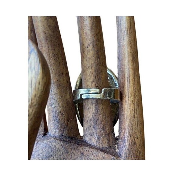 vtg Adjustable Statement ring grey gold-tone, rhinestones, grey jelly belly - Picture 5 of 9